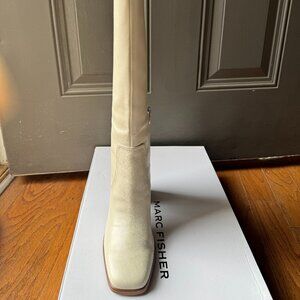 Marc Fisher Womens Dacea Ivory Knee-High Boots Ivory 7.5 Medium - Brand New